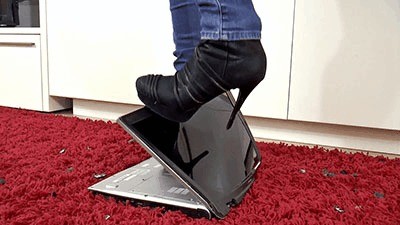 Laptop Completely Crushed By High Heels