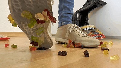 Gummy Bears Treated Under Dirty Shoe Soles