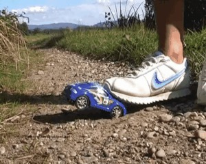 Little Car Under Sneakers